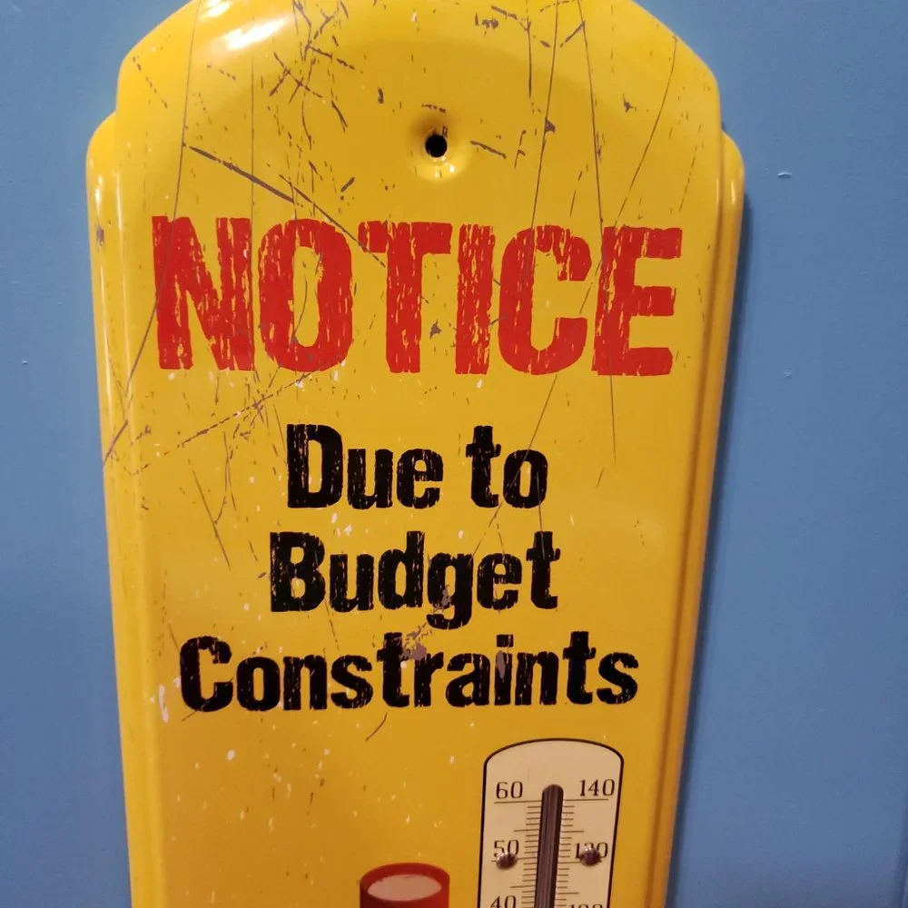 Warning - No Warning Shot - Retro Large Metal Thermometer - Indoor/Outdoor